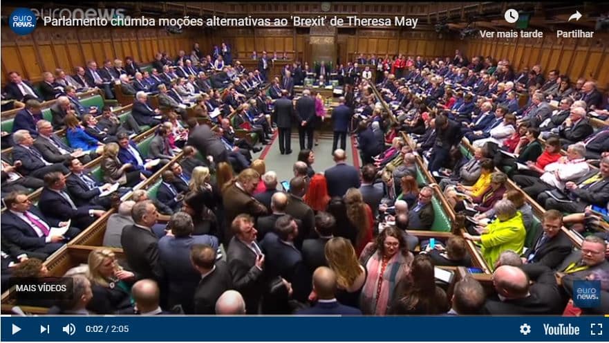 Parlamento chumba moções alternativas ao 'Brexit' de Theresa May